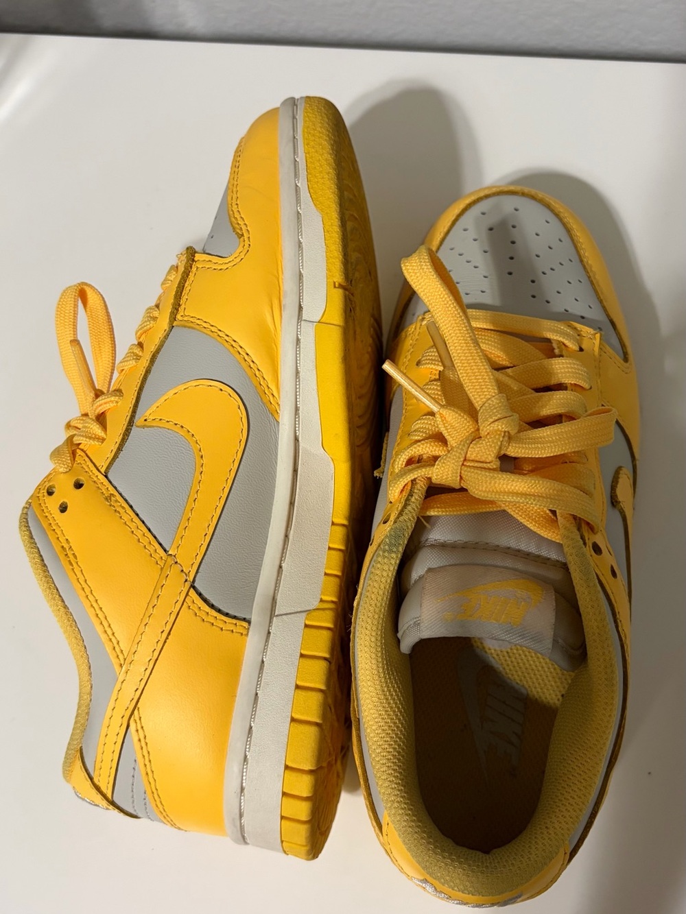 Nike Yellow and Light Gray Kids Low-Top Sneakers